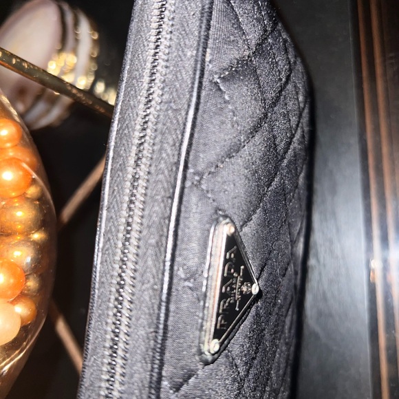 Prada Nylon Black Quilted Zip Around Wallet GUC - Picture 5 of 6